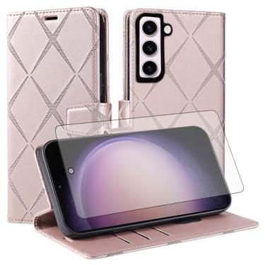 Imagem de Asuwish Capa de telefone para Samsung Galaxy S23 Plus S23+ 5G capa carteira com protetor de tela PU couro sintético flip porta-cartão de crédito celular S23plus 23S + S 23 23+ SM-S916U 16.8 cm