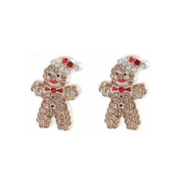 Imagem de LKingel Brincos de Natal femininos de strass para homem de gengibre, brincos de árvore de Natal, brincos fofos de enfeite de Natal para mulheres, joias de Natal 2025, Liga de aço, Sem pedra preciosa