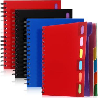 Imagem de Fainne Caderno espiral A5 com 3 peças, 6 matérias, pautado para faculdade, com abas divisórias, 15 x 20 cm, caderno de diário espiral forrado com 240 páginas para estudar trabalho e escrever material