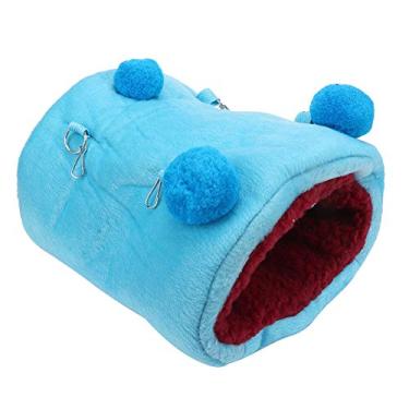 Imagem de SIWOTED Flanela Engrossar Mini Pet Hamster Rede Quente Pendurado Ninho de Dormir Casa Balanço Cama para Esquilo Ouriço (Azul)