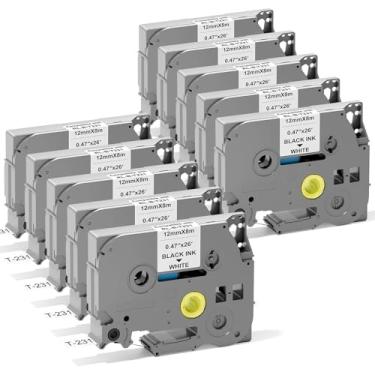 Imagem de TZe231 Fita de substituição para Brother Label Maker Tape TZe TZ 12 mm 0,47 polegadas laminada branca P Touch Label Tape, compatível com Brother PT-D210 D220 H110 D400 D410 D600 D610BT