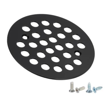 Imagem de PATIKIL Conjunto de acabamento de ralo de filtro de chuveiro 4-1/10.2 cm, 1 peça de aço inoxidável 304 redondo rosqueado tampa de drenagem de filtro de chuveiro com parafuso para banheiro, piso
