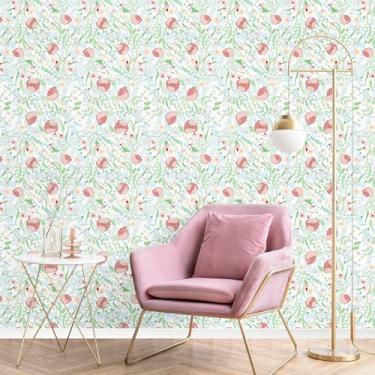 Imagem de EPPKILY Papel de parede floral rosa para descascar e colar papel de parede floral vintage autoadesivo removível papel de parede flor rosa para paredes quarto berçário gaveta forro decoração de casa