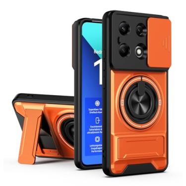 Imagem de SORAKA Capa para Xiaomi Redmi Note 13 4G com suporte,proteção de lente com janela e capa dupla de PC e TPU compatível com suporte magnético para carro