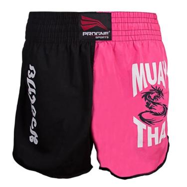 Imagem de Short Muay Thai Feminino Progne Sports Preto e Rosa Calção P/ Luta-Feminino