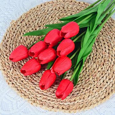 Imagem de NevStp 5/10 peças buquê de flores de tulipa artificial toque real espuma PE flor falsa para decoração de casamento flores para decoração de jardim doméstico, A, 05, 10 peças