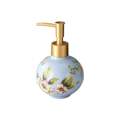 Imagem de Dispensador de sabão de cerâmica esférico para casa de banho, hotel, banheiro, chuveiro, gel, loção, garrafa, bomba líquida (azul)