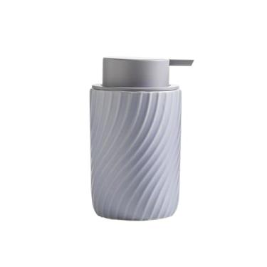 Imagem de KHUTRW3D Garrafa de espuma listrada de cerâmica para banheiro, gel de banho, champô, sabonete, dispensador de líquido (Roxo)