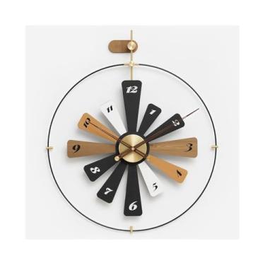 Imagem de x3anggyt5 Relógio de parede grande para sala de estar, 60 cm, redondo, silencioso, sem tique-taque, decoração criativa de luz, relógio de parede luxuoso, sala de estar, parede, decoração de casa