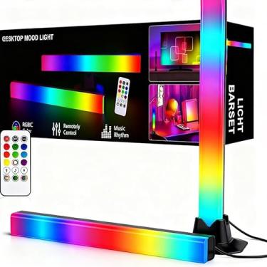 Imagem de Fitas de LED inteligentes, luzes RGB, kit inicial de torre de iluminação inteligente com controle remoto, adequado para PCs, TVs, salas de jogos, gabinetes de computador e decoração de ambientes.