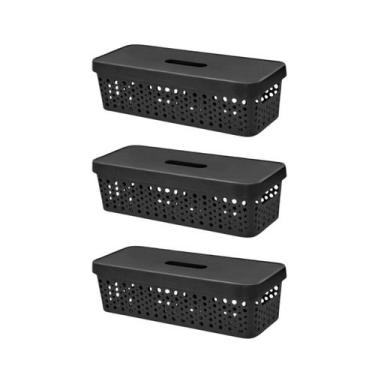 Imagem de Kit Conjunto 3 Caixa Com Tampa 3,6 Litros Multiuso Empilhável Organiza