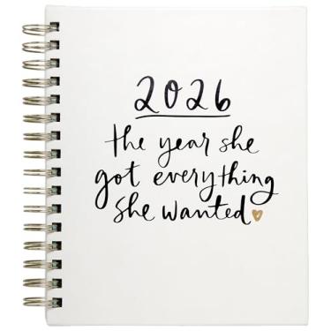 Imagem de WORLD TRAVELER Agenda 2026 semanal e mensal - 18 cm x 21 cm capa dura janeiro dezembro espiral agenda diária 2026 lista de tarefas, tamanho 17 x 21 cm, sálvia branca