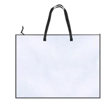 Imagem de Organizador de arquivos 48 x 63 cm grande pasta de arte de malha transparente organizador de pastas para quadros de avisos organizador de pôster com alça de zíper bolsa de armazenamento sacola de