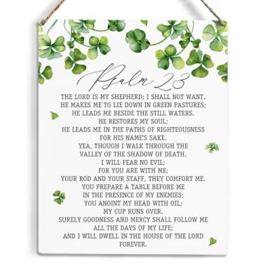 Imagem de Sinais de arte inspiradores do Dia de São Patrício, Salmo 23 The lord is My Shepherd i Shall Not Want.Placa de pendurar, para decoração de casa ou escritório, decoração de parede cristã 25 x 20 cm