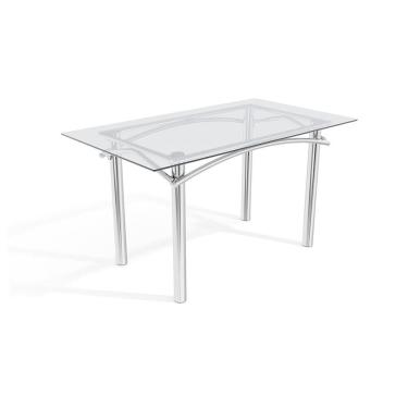 Imagem de Mesa Elba Kappesberg Cromada com Tampo De Vidro Incolor 140cm
