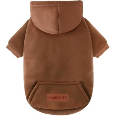 Imagem de Pacote com 2 moletons com capuz para cães quentes para clima frio roupas para cães pequenos e médios para homens e meninas meninos uso diário (café, G (Costas: 37,8 cm, Peito: 50,8 cm))