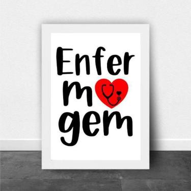 Imagem de Quadro Profissões - Enfermagem 24X18Cm Moldura Branca