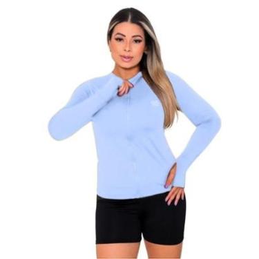 Imagem de Jaqueta Casaco Feminino UV Com Ziper Proteção FPU50+ Azul-Feminino