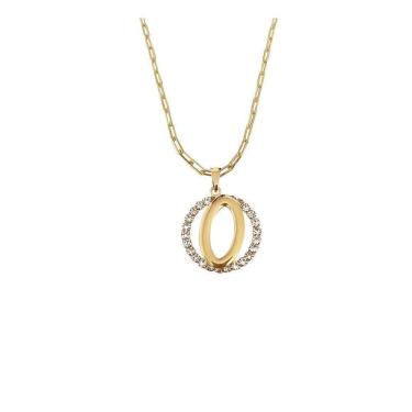 Imagem de Colar Corrente 60 Cm Feminina Pingente Letra O Banhado Ouro