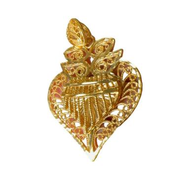 Imagem de Pingente Coração Vazado Detalhado - Banhado A Ouro 18K