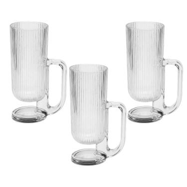 Imagem de Jogo C/3 Canecas de Vidro Transparente Savor 260ml P/ Café e Chá com Design Elegante e Resistente