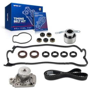 Imagem de KAX Kit de correia dentada com bomba de água compatível com Honda Civic 1996 1997 1998 1999 2000 1,6L, Civic del Sol 1996-1997 1.6L, OEM # 14400-P28-004, 14520-P2A-305, 19200 0-P2A-A01