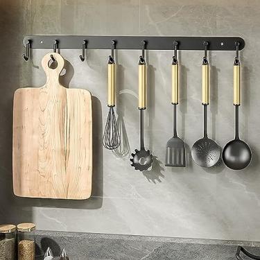 Imagem de Rack de utensílios, suporte de utensílios de cozinha, rack de pendurar panelas e frigideiras de aço inoxidável, cabide de utensílios de cozinha com gancho (tamanho: 17 * 3 * 4,7 cm) (Cor: 17 x 3 x 4,7