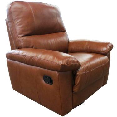 Imagem de Poltrona do Papai Reclinável Giratória Armênia Glider Mecânico Couro Conhaque Brilho - Gran Belo
