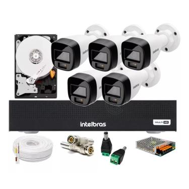 Imagem de Kit 5 Cameras de Seguranca Intelbras 3220 Full Color C/ Audio, Dvr 8ch C/ Hd