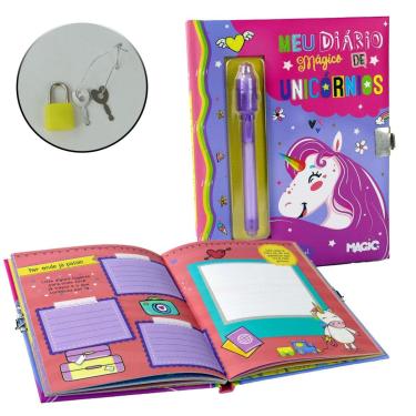 Imagem de Diário Secreto 96 FL com Caneta Mágica G Unicórnio - Tudo em Caixa