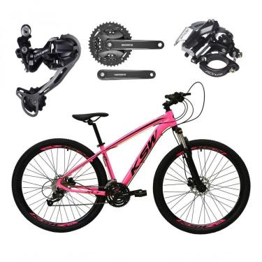 Imagem de Bicicleta Aro 29 Ksw Xlt Shimano Deore E Altus 27v Freio Hidráulico Garfo Trava - Rosa Tam.17