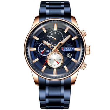 Imagem de Relógio De Pulso Esportivo Masculino Com Pulseira De Aço Inoxidável Azul