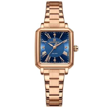 Imagem de Relógio Feminino Design Sofisticado Quartzo Em Aço Inoxidável À Prova Da Água Casual Azul Rose