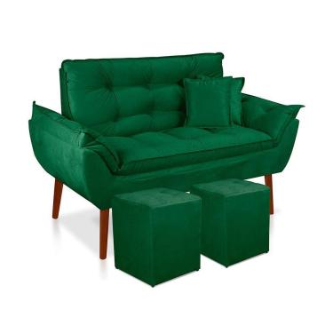 Imagem de Kit 01 Namoradeira Opala 02 Puff Quadrado 02 Almofadas Verde