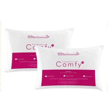 Imagem de Kit Travesseiros Comfy Suporte Médio Fibra Siliconizada 500 Gramas 70cm X 50cm - 2 Unidades