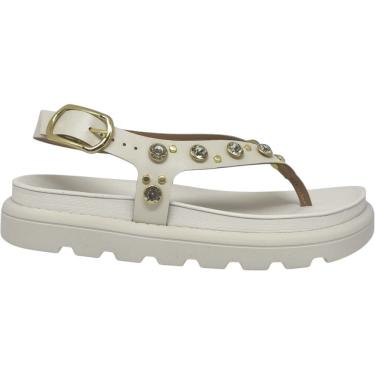 Imagem de Sandália Dedo Feminina Papete Casual Dia a Dia Passeio Festa Verão com Pedrarias Conforto Vizzano 6510.125