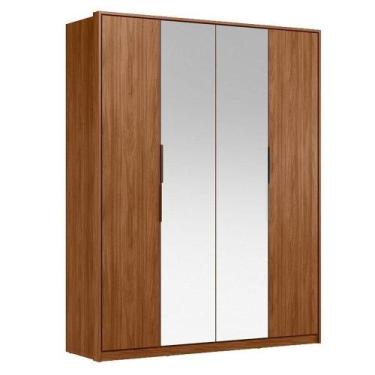 Imagem de Guarda Roupa Casal Attore D43012k 4 Portas Nogueira Touch Com Espelho 