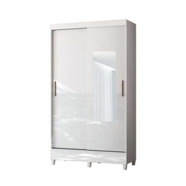 Imagem de Guarda-roupa Solteiro 2 Portas 2 Gavetas Com Espelho Branco - SANTOS A