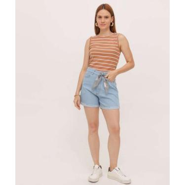 Imagem de Short Mom Jeans Feminino Lenço Azul-89539 - Vizzy Jeans, 46, Jeans azu