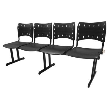 Imagem de Cadeira Iso Pp Rp Longarina 4 Lugares Preta