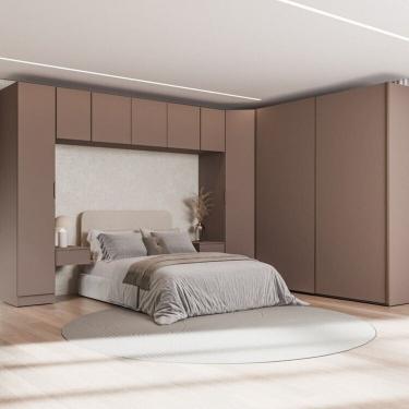 Imagem de Guarda-roupa Modulado de Canto Obliquo 8 Peças com 9 Portas Orion Cabecasa Madeiraoriginals Mocha