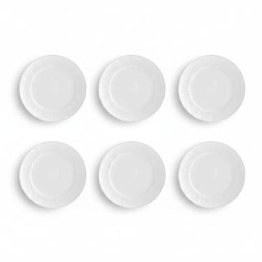 Imagem de Kit 06 Prato Raso 27,6 cm Relevo Dunas Germer Porcelanas, Creme