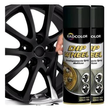 Imagem de Kit 2 Tinta Spray Envelopamento Preto Fosco Roda 500ml - RADNAQ, ENVEL