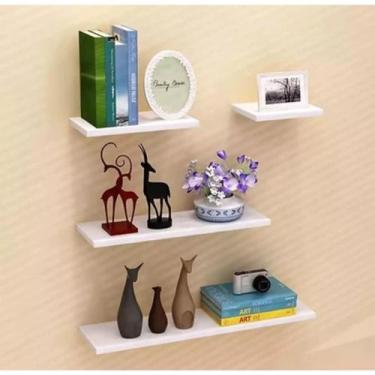 Imagem de Kit 4 Prateleiras reta 20/30/40/50 nicho Mdf Branco Suporte decoração 