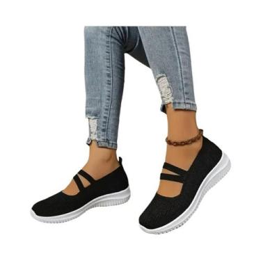 Imagem de Sapatos Casuais Femininos De Malha Respirável Em Cores Sólidas, Sapato