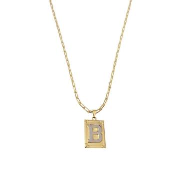 Imagem de Cordão 45Cm Masculino Feminino Pingente Letra B Banhado Ouro