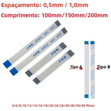 Imagem de Cabo Flexível Plano 5PCS FPC FFC Ribbon 0.5MM 1.0MM Passo 4-60 Pinos 5
