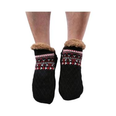 Imagem de Meias Curtas Masculinas De Inverno Quentes Antiderrapantes Forradas Pa