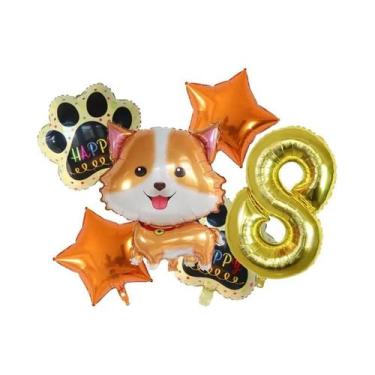 Imagem de Balões De Hélio Corgi Husky 6pcs, Decoração De Festa De Aniversário E 