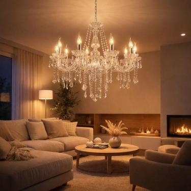 Imagem de Lustre De Cristal Luminária Luxuoso Transparente 12 Braços - LUXOR STO